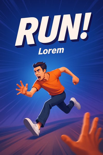 Dynamic illustration of a character in motion emphasizing speed and action