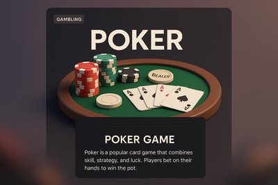 3D Illustration of a Poker Table with Game Elements
