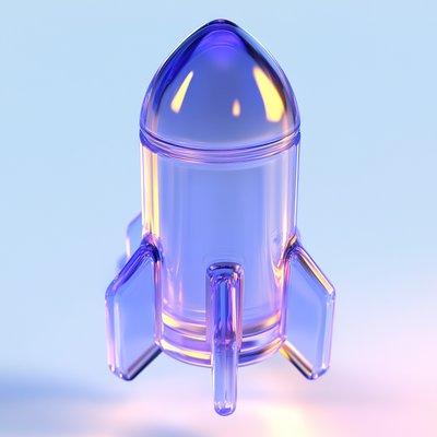 Stylized 3D Rocket Model with Gradient Colors