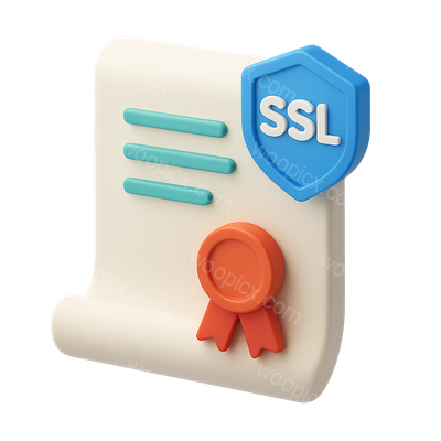 3D SSL Certificate Icon with Shield Design