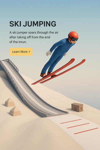 Dynamic Ski Jumping Illustration in Realistic Style
