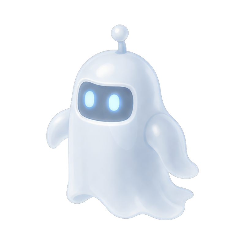 translucent ghost robot design