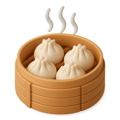 3D Render of Steamed Dumpling Basket Icon