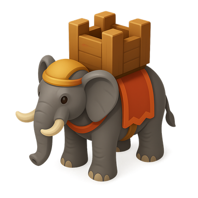 Carthaginian War Elephant Icon in 3D Style