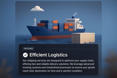 3D Graphics Shipping Illustration with Features Block