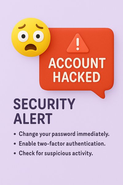 Security Alert Graphic with Emoji and Warning Message