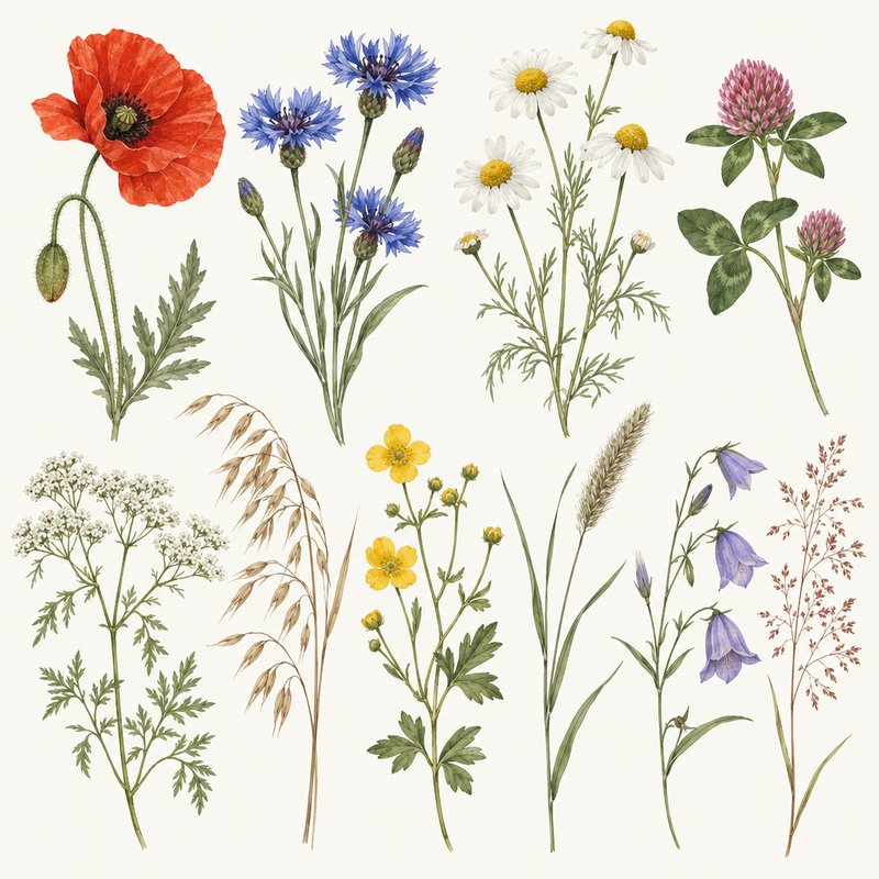 Wildflower meadow design elements