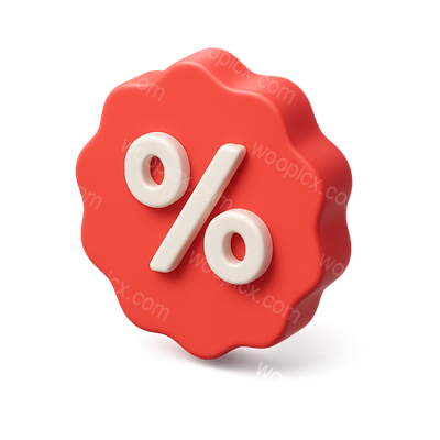 3D Discount Badge with Percentage Icon