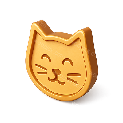 3D Cat Icon with Isometric Design and Volumetric Feel
