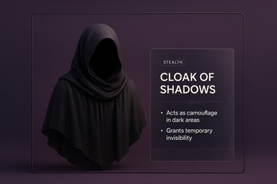 3D Illustration of a Cloak of Shadows with Transparent Design Elements