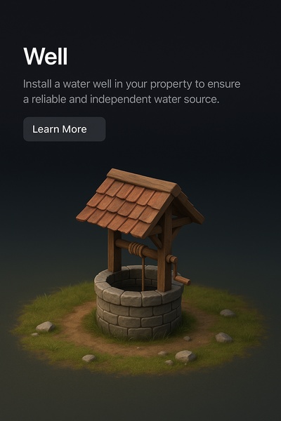 Detailed 3D Illustration of a Water Well in Dark Background