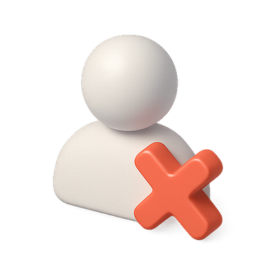 3D Icon Representing User Deletion or Removal