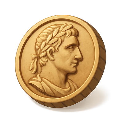 3D Roman Denarius Icon with Volumetric Detail