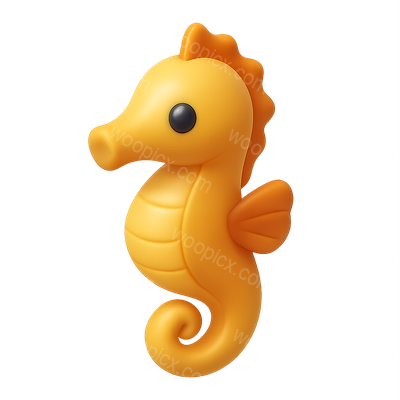 3D Seahorse Icon in Vibrant Orange Color
