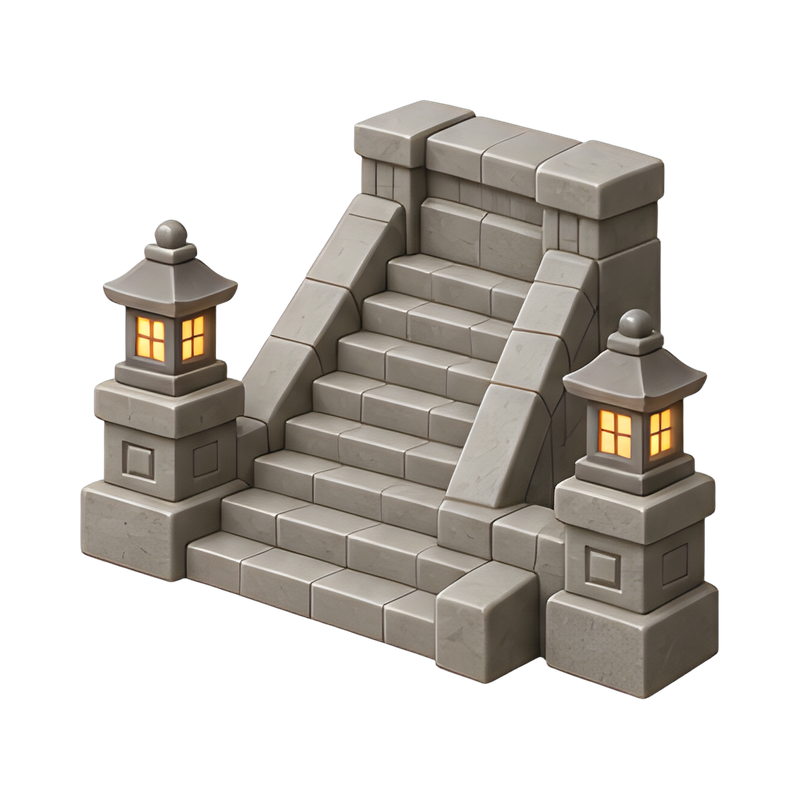 serene stone temple stairway