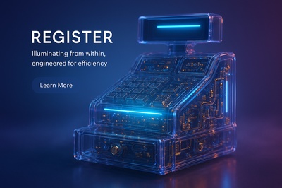 Futuristic Register with Neon Accents in 3D Close-Up