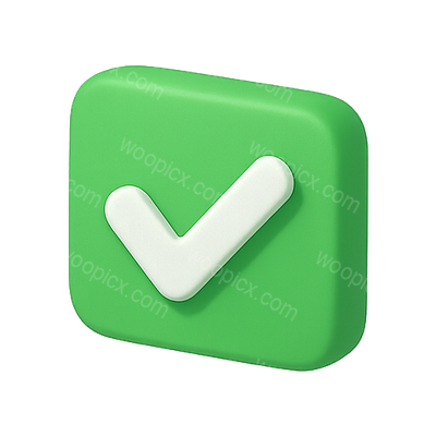 3D Checkmark Icon on Green Background