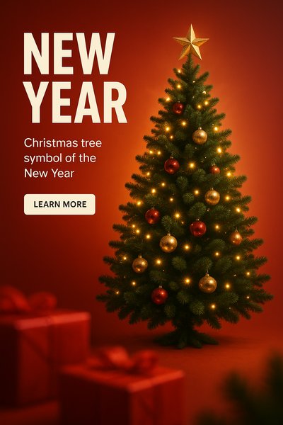 Festive New Year Christmas Tree Image with Decorations