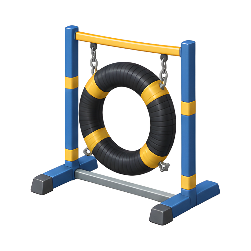 dog jumping through agility tire