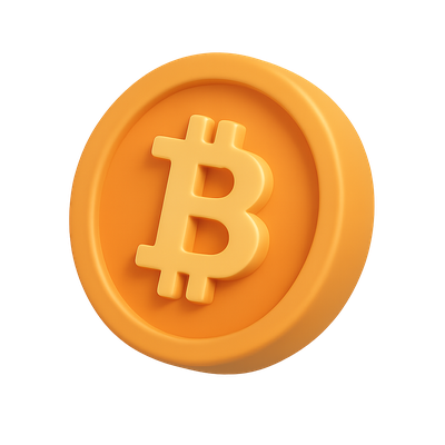 Stylized 3D Bitcoin Icon with Volumetric Effect