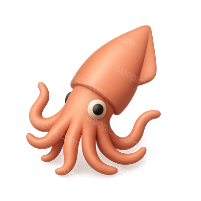 3D Squid Icon with Tentacles in Isometric View
