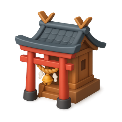 3D Shinto Shrine Icon in Isometric View