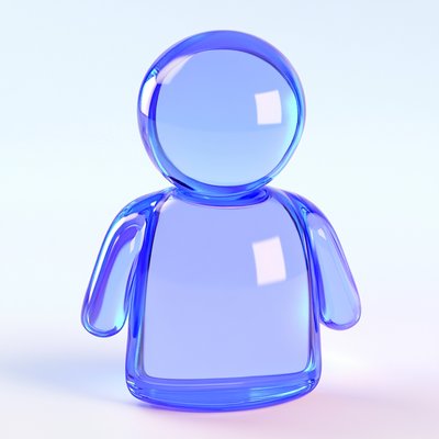 3D Transparent Blue Character Icon