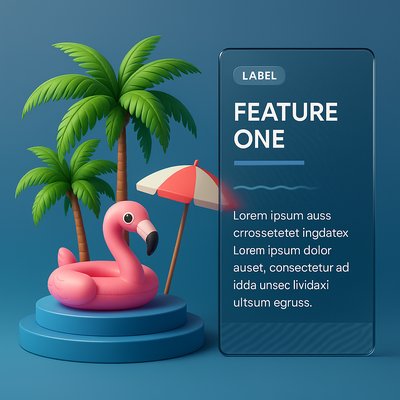 Summer Sale Podium with Pink Flamingo and Tropical Elements