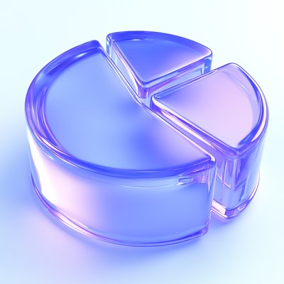 3D Glass Effect Pie Chart Illustration