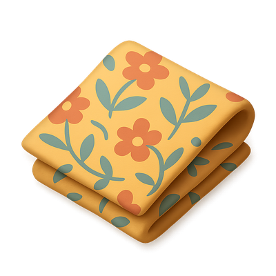Colorful 3D Fabric Icon with Floral Design