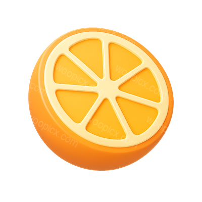 Stylized 3D Citrus Slice Icon with Isometric Design