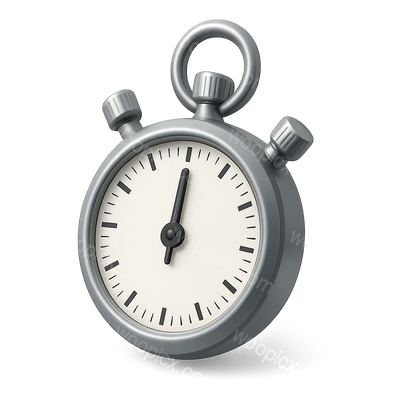 Stylish 3D Stopwatch Icon Design with Volumetric Feel