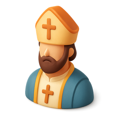 Stylized 3D Apostle Icon with Isometric View