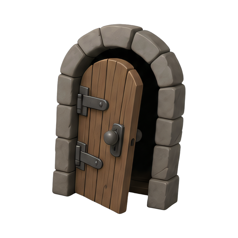 Creaky wooden door slightly open