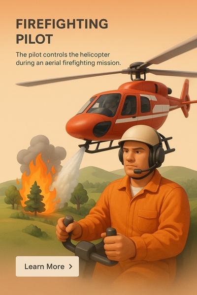 Detailed 3D Illustration of a Firefighting Pilot in Action