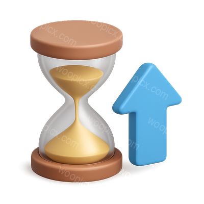 3D Hourglass Icon with Upward Arrow in Isometric View