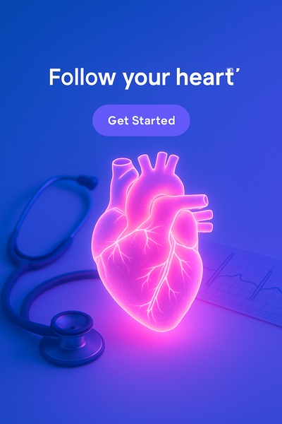 Neon Heart Glow with Stethoscope and Call-to-Action