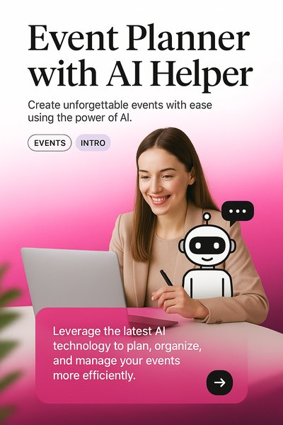Creative Event Planner Landing Page Design with AI Assistant