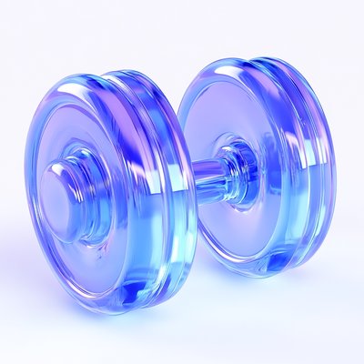 Stylized Transparent Dumbbell in Soft Blue Colors