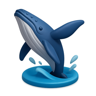 Stylized Blue Whale Figurine in Water