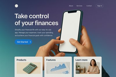 Futuristic Landing Page Design Featuring a Phone