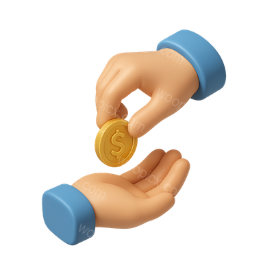 3D Icon of Coin Exchange with Hands in Isometric View