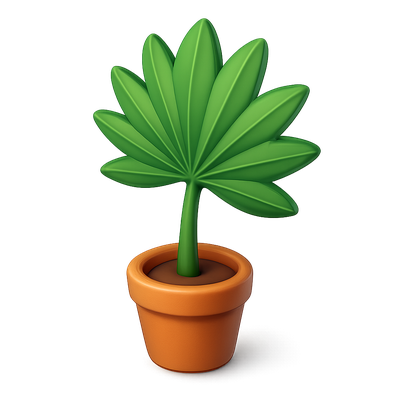 3D Fan Palm Icon in Isometric View with Volumetric Feel