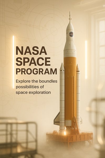 NASA Space Program Promotional Graphic Featuring Rocket Design