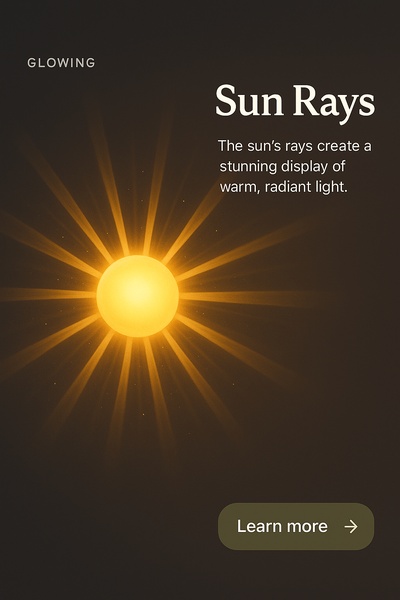 Glowing Sun Rays in 3D Illustration on Dark Background