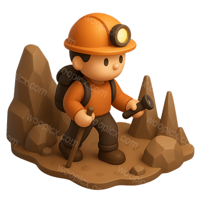 3D Spelunker Icon in Cave Setting