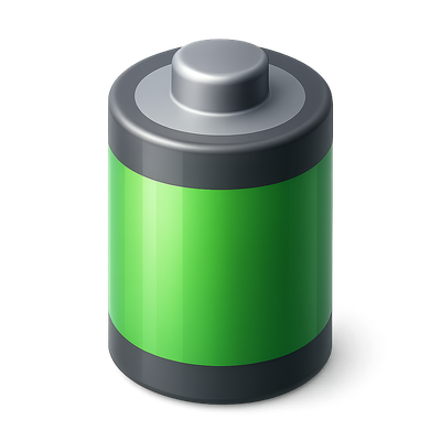 Stylish 3D Battery Icon with Isometric View