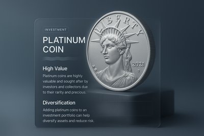 Elegant 3D Platinum Coin Illustration with Informative Blocks