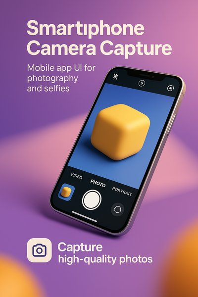 Smartphone Camera Capture App Interface for Photography and Selfies