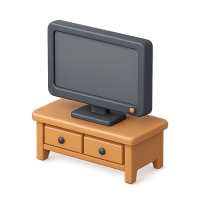 Stylish 3D Television Icon Above Console